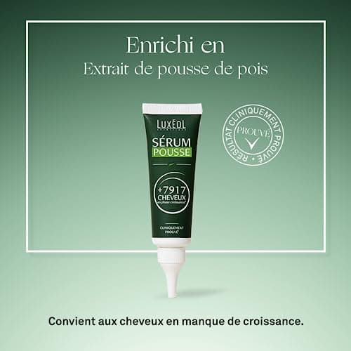 LUXÉOL - Sérum Pousse - Réactive La Croissance Cheveux Existants & En Manque De Croissance - Femme/Homme - Extrait De Pois - 98% D'Ingrédients D'Origine Naturelle - Fabriqué En France - 50ml