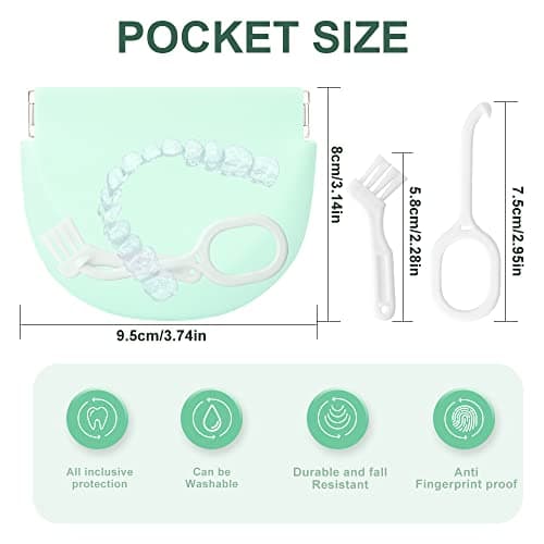 Etui Pour Appareils Dentaires,Trous d'échappement Boite de Protection pour Appareils Orthodontiques, Portable Appareils Dentaires Sportifs,Livré avec Cueilleur et Brosse de Nettoyage (bleu)