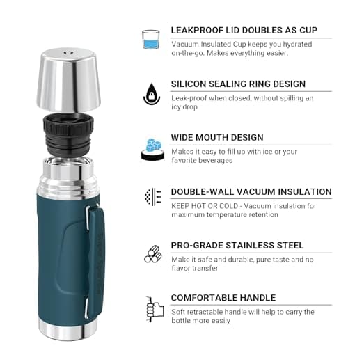 Super Sparrow Gourde Isotherme - Bouteille Isotherme - 750ml - Gourde Inox Sans BPA - Couvercle étanche qui sert de Tasse - Maintient la Température 12/24h (Chaud/Froid)