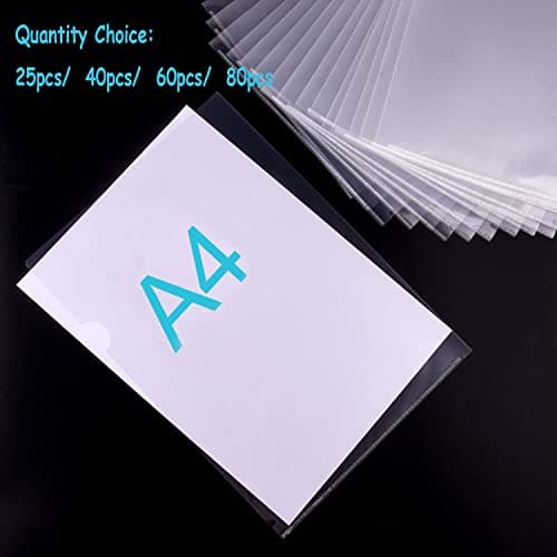 FEPITO 25 Pcs A4 Cut Flush Folders Couverture De Fichier Transparent En Plastique