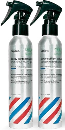 Sapiens Barbershop Sea Salt Spray x2 - Spray Eau de Mer Cheveux Bio - Eau Coiffante Enrichie en Kératine - Spray Sel de Mer Cheveux Fabriqué en France - Spray Coiffant Homme Parfum Frais Marin