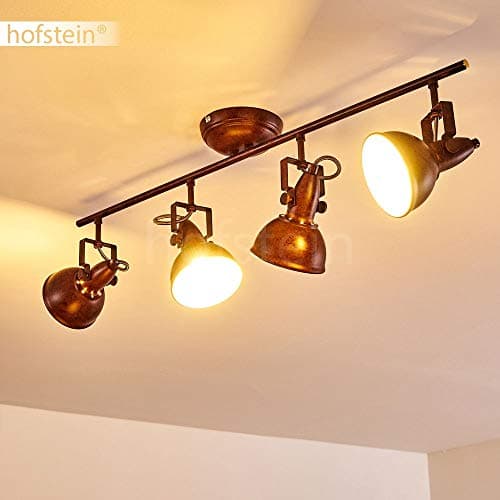 Plafonnier Tina en métal finitions rouille, luminaire de plafond à 4 spots orientables pour ampoules E14, ampoule(s) non incluse(s)