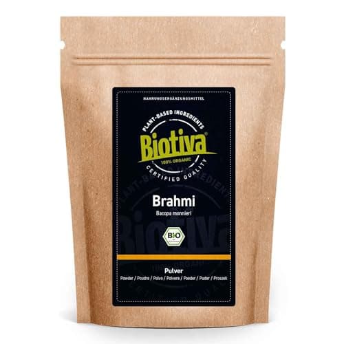 Brahmi bio en poudre - 250g - Bacopa Monnieri - Hysope d’eau - Végan - Ayurveda - Garanti sans additifs - Poudre de Brahmi - Conditionné en Allemagne - Biotiva