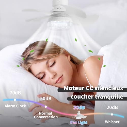 OKSANO 36cm Silencieux Ventilateur de Plafond avec Lumière et Telecommande,30W Lampe Ventilateur Plafond avec Douille E27, Dimmable LED Ventilateur Plafond pour Chambre, Salon, 3 Vitesses, 5 Pales