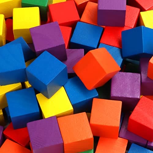 Belle Vous Cube Couleur en Bois (Lot de 100) - 3 x 3 x 3 cm - Bois Cube Carré Naturel de 6 Couleurs - Cube Bois Enfant, Travaux Manuels, Fabrication de Puzzle, Jouets Éducatifs