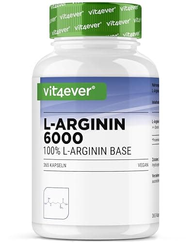 L-Arginine - 365 gélules végétaliennes - Premium : 4500 mg de L-arginine pure par dose journalière - Fabriqué par fermentation végétale - Hautement dosé - Vegan