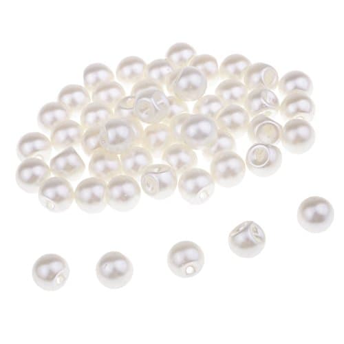 Dailymall Lot de 50 boutons en perles blanches pour robes de mariée 10 mm, 12 mm, 12 mm, 10 mm, 12 mm