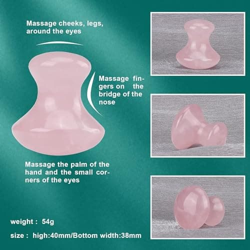 Tyenaza Piedra Masaje, Gua Sha Rosenquarz, Outil de Massage au Quartz d'aventurin Naturel pour Le Visage et Les Yeux, Enlever pour Les Rides et Le Spa Relaxant