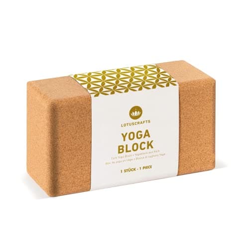 Lotuscrafts bloc de yoga en liège Supra Grip - fabriqué écologiquement - bloc de yoga en liège naturel - bloc en liège pour yoga et pilates - bloc de yoga pour débutants et avancés - Large