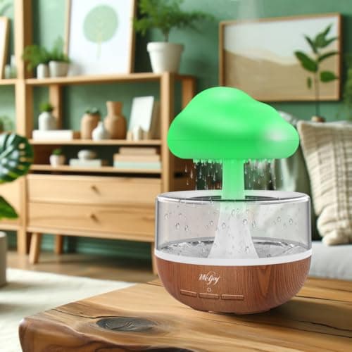 Humidificateur d'air avec Lampe Pluie, Weljoy Rain-Cloud humidificateur avec 7 lumières LED de Couleur, Diffuseur d'huiles essentielles pour Maison, Bureau, Chambre, la Relaxation, Dormir