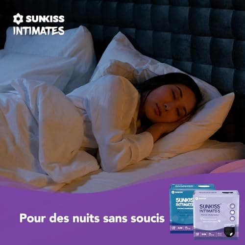 SUNKISS INTIMATES Culottes De Règles Jetables pour Femmes avec Flux Abondants, Sous-vêtements Post-partum Non Parfumés, Noir, Taille XL, 10 Unités