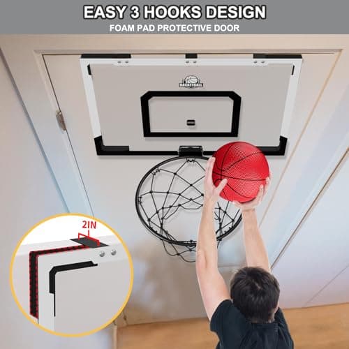 HYES 24" x 16" Panier de Basket Interieur pour Adultes et Enfants, Panier de Basket Chambre Kit avec 2 Ballons, Pompes, Jouet de Sport pour l'intérieur et l'extérieur