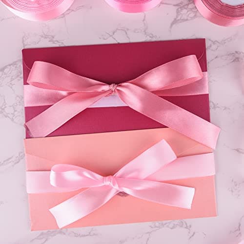 ASTARON Rose ruban robe de mariée bouquet bricolage artisanat 1 pouce, ruban de couleur solide tissu ruban cadeau emballage cadeau de Noël noeud papillon Bun ruban décoration