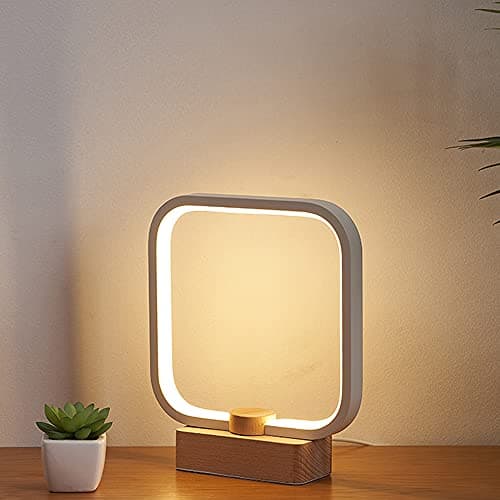 Lampe de table LED en bois, 3 couleurs de température, veilleuse de chambre à coucher, éclairage LED à intensité variable, petite lampe de bureau pour salon,