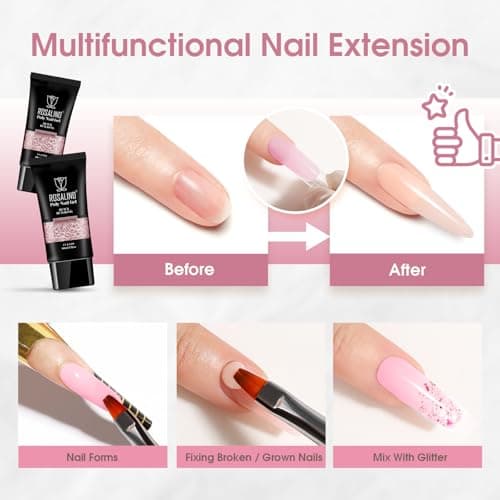 ROSALIND Gel pour Extension d’ongle 60ml, Cinnamon Pink Gel Construction Ongle UV, Poligel à Ongle Gel Nail Art pour les débutant, Professionnel et Salon de Manucure, Cadeau Pour les Amateurs