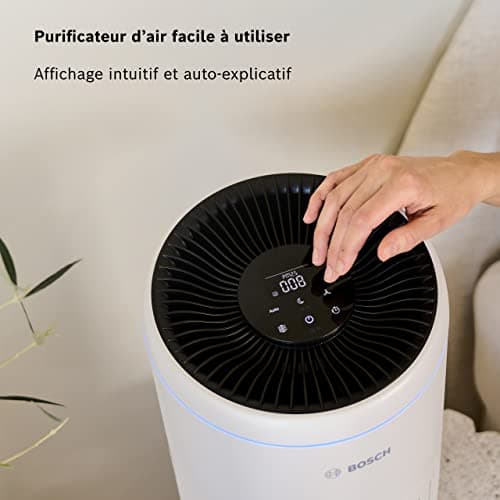 Bosch Air 2000 Purificateur d'Air jusqu'à 37,5 m2 - élimine efficacement la Pollution grâce au filtre HEPA, au Capteur intelligent, au Mode Veille