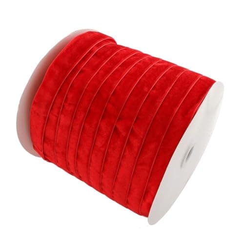 Perlin Ruban en velours, 10 m de long et 10 mm de large, décoratif, pour la confection de bijoux, l'ornement, rouge