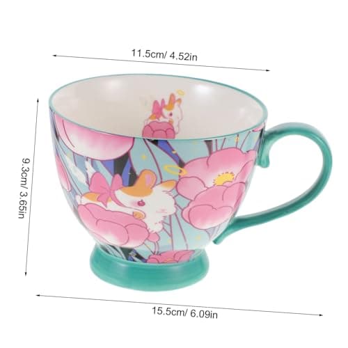 CIYODO Tasse à fleur lapin mug ceramique tasses à amusement mugs tasse à au lait tasse kawaii au lait mugs tasses mignonnes tasse mignonne tasse d'eau céramique