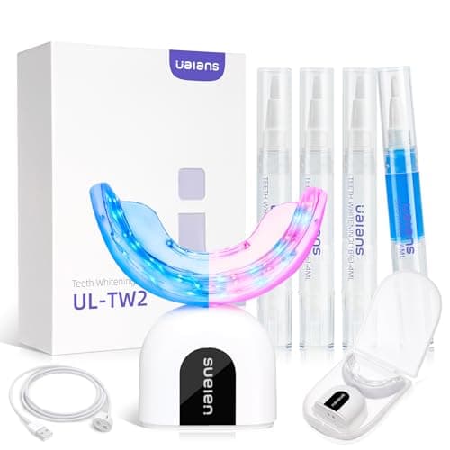 Ualans Kit Blanchiment Dentaire, Blanchiment des Dents Professionnel avec 32X Lamp Bleu et Rouge, 3 Gel Blanchissant, Gel Apaisant, Sans Sensibilité, Dents Blanches à Domicile en 10 Minutes