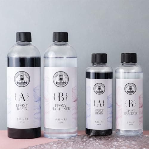 SANAAA Résine époxy Noire 474 ML, résine époxy Haute Brillance sans Bulles, résine époxy de Table pour l'artisanat, Le Moulage, Le Bricolage, l'art en résine, Les moules, Les Bijoux (237 ML x 2)
