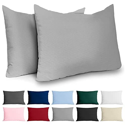 Dreamzie Taie Oreiller 50x70 Coton Renforcé (Set de 2) - Gris Clair - Tissage serré de 57 Fils/cm2 - Taie Oreiller 50 x 70 cm- Certifié Oeko Tex