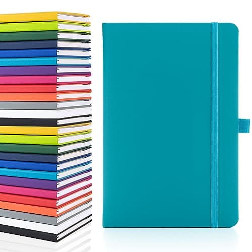 Notes London Eco A5 Carnet avec pages unies sans lignées, passant pour stylo, ruban, pochette en papier, journal à couverture rigide moyenne, papier issu de sources durables (Sarcelle)