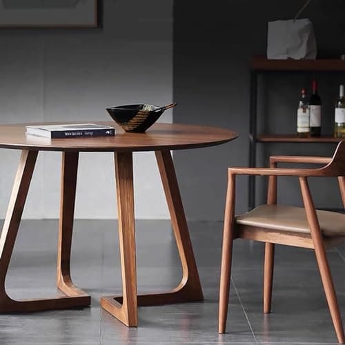 Table à manger ronde moderne du milieu du siècle en bois massif, conception de piédestal rustique pour les petits espaces, peut accueillir 2 à 4 personnes, meubles de cuisine et de salle à manger