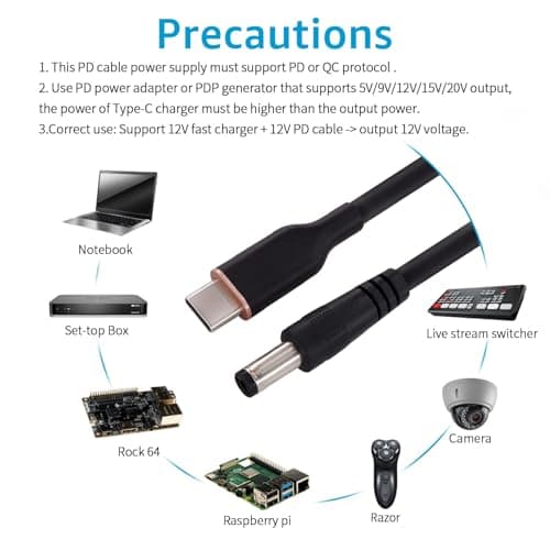 DSD TECH MagicConn SH-CP12A Câble d'alimentation USB Type C vers DC