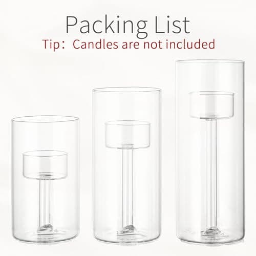 Inweder Bougeoir en Verre Lot de 3 Supports pour Bougies Chauffe-plat Bougeoir Décoratif Photophore Verre pour Mariage Fête Centre de Table Décor d'intérieur Convient aux Bougies Chauffe-plat Standard