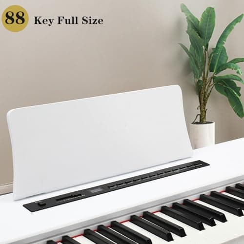 LEADZM Piano Numérique 88 Touches, Clavier Entièrement Lesté, Piano Électrique avec MIDI-USB, Bluetooth et Haut-Parleurs Stéréo, 128 Sonorités et Rythmes, Système à 3 Pédales, Blanc