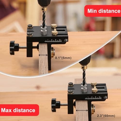 Gabarit de perçage 6/8/10/15mm Kit de gabarit de goujon à centrage automatique pour le travail du bois Trous de cheville exacts,avec clip de positionnement Guide de perçage réglable Localisateur