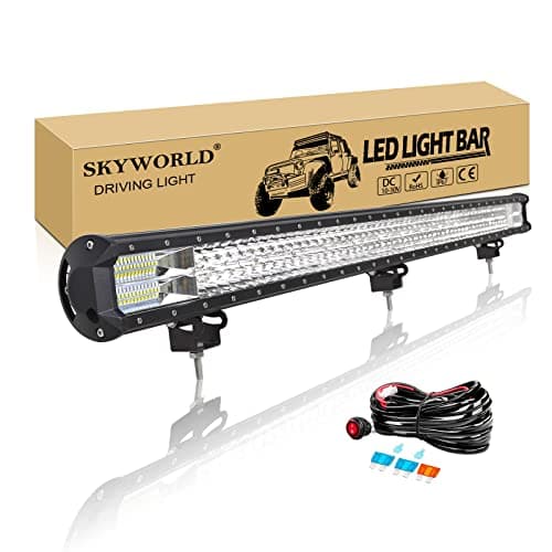 SKYWORLD 115cm 45" 612W Straight LED Light Barre avec 12V câblage kit, Barre d'éclairage LED, Barre Lumineuse LED pour Offroad véhicules Voiture camions ATV SUV 4x4, 6000K feu antibrouillard