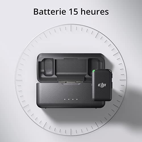 DJI Mic (2 TX + 1 RX + Boîtier recharge) - Compact et Portable micros Lavalier sans Fil à Enregistrement à Double Canal, Transmission à 250 mètres, 15 heures, Système pour Smartphones, caméras