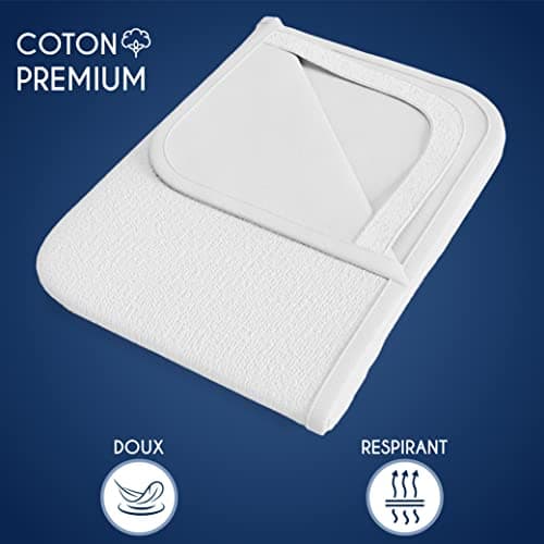 Protège Matelas 80x200 cm Imperméable Oeko TEX par Dreamzie - Alese 80x200 en Coton Respirant avec 4 Coins Elastiques