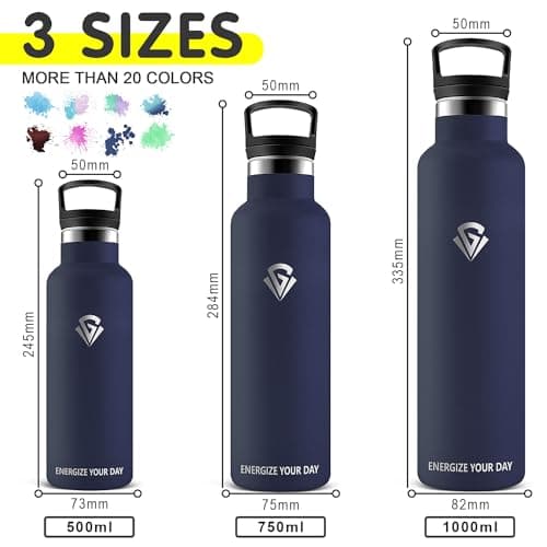 Grsta Gourde Isotherme, Gourde Sport 1000ml, Bouteille Isotherme sans BPA, Gourde Metal, Gourde INOX Reutilisable, Gourde avec Paille pour Gym, Voyage, Bureau