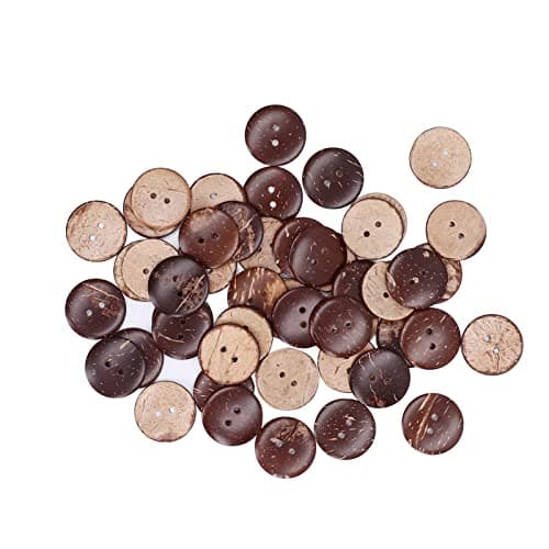 Boutons en Bois de Noix de Coco, 50 pcs boutons en coquille de noix de coco naturelle, boutons en bois, boutons de couture ronds à 2 trous, boutons d'ornement faits à la main bricolage de 25 mm