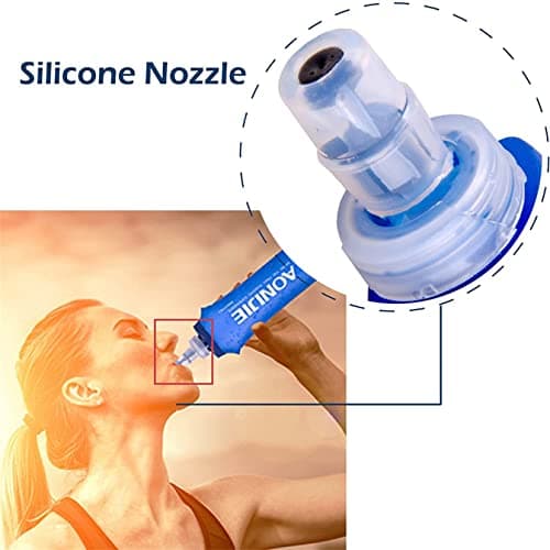 AONIJIE 2 pièces pliable TPU Flacon souple de bouteille d'hydratation d'eau de sport en plein air Pour la course à pied Camping randonnée vélo (500ml-2pcs)