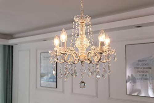 Lustre en cristal Saint Mossi 5 bras/lumières E14 Lampe base rouille artisanale vintage lustre salon lustre chambre Largeur 43cm Hauteur 40cm