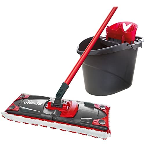 Vileda Utramax Kit Complet Balai et Seau-essoreur, Ensemble de balais à Plat avec Seau, et Housse en Microfibre, Retire Plus de 99% des bactéries avec de l'eau, Vileda Love it Clean