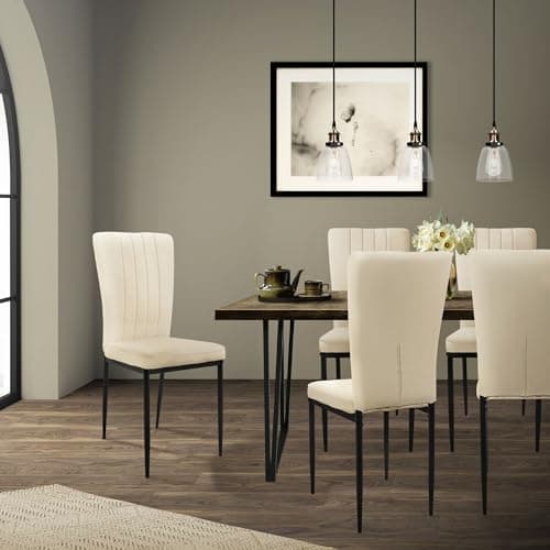 ML-Design Lot de 8 Chaises de Salle à Manger, Beige, en Velours Respirant et Doux, Fauteuil Design Moderne, Dossier Ergonomique, Assise Rembourrée avec Pieds en Métal, Chaise de Table, Salon, Cuisine