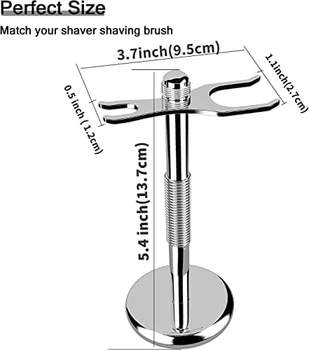 GRUTTI Support pour rasoir et brosse, support de luxe en chrome pour rasoir et brosse pour rasage humide, Support de rasage pour hommes, adapté au couteau à raser et à la brosse à raser - Argent