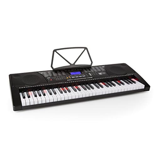 Schubert Etude Keyboard - Piano électrique, clavier, fonction d'enregistrement, fonction lecture, mode apprentissage, AUX, haut-parleurs stéréo, alimentation sur secteur ou batterie, 255 rythmes Noir