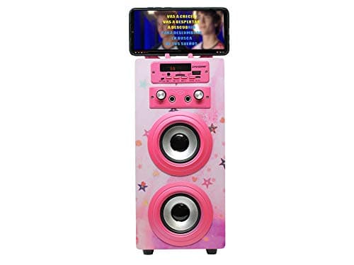Machine à Karaoké Portable DYNASONIC avec 2 Micros, Enceinte Haut-Parleur Bluetooth, Designs Exclusifs, Lecteur USB/SD, Lumières, Cadeau pour Enfants (Modele 15 lumière)