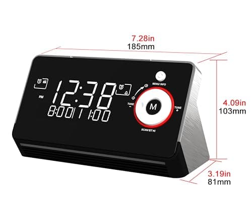 Réveil de Chevet avec Radio Dab et FM, Double Alarme, Snooze, écran LCD dimmable, veilleuse, Bluetooth, Type C et Port de Charge USB iTOMA 729