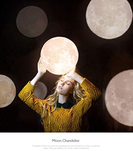 KRUIHAN Lampe Lune Plafond,Lune Chambre Enfant,Suspension Luminaire Lune,Plafonnier Boule,Suspension Planet,Lustre Chambre,Lustre Salon Moderne(Ampoule n'est Pas Inclus),22cm