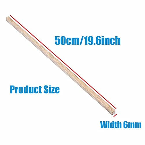 GOONSDS bâtons de Bois tiges de Goujon en Bois - Longueur 50 cm Bâtons de Bois Dur Non Finis pour l'artisanat et Le Bricolage,Width 6mm