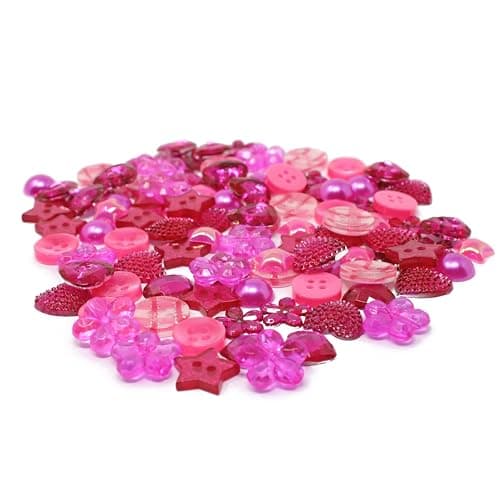 Special Touches Lot de 100 boutons en acrylique et résine pour création de cartes Rose vif