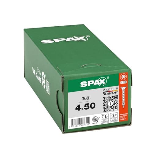 SPAX Vis universelle, 4,0 x 50 mm, 360 pièces, filetage complet, tête fraisée, T-STAR plus T20, 4CUT, WIROX - 8000000287312