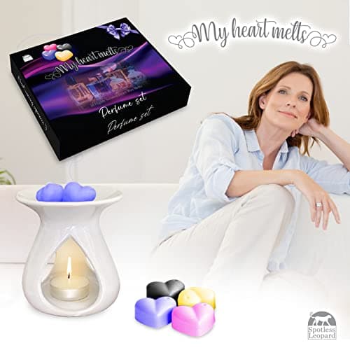 Assortiment de Senteurs Fondant Parfumé pour Bruleur Fondant, 16 x 5g Tartelette en Forme de Coeur, 4 Pcs de Chaque Angel, Alien, Black Opium & Creed, en Cire de Soja Vegan