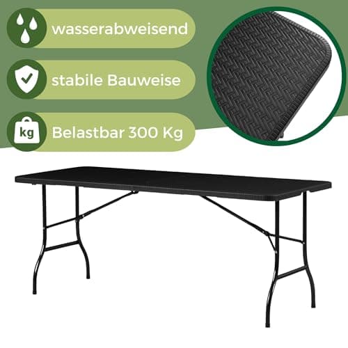 Albatros - Ensemble de 2 bancs et 1 table à bière en rotin - Robuste - Pliable et grande capacité de charge - Ensemble de 2 bancs et 1 table à bière pour jusqu'à 10 personnes